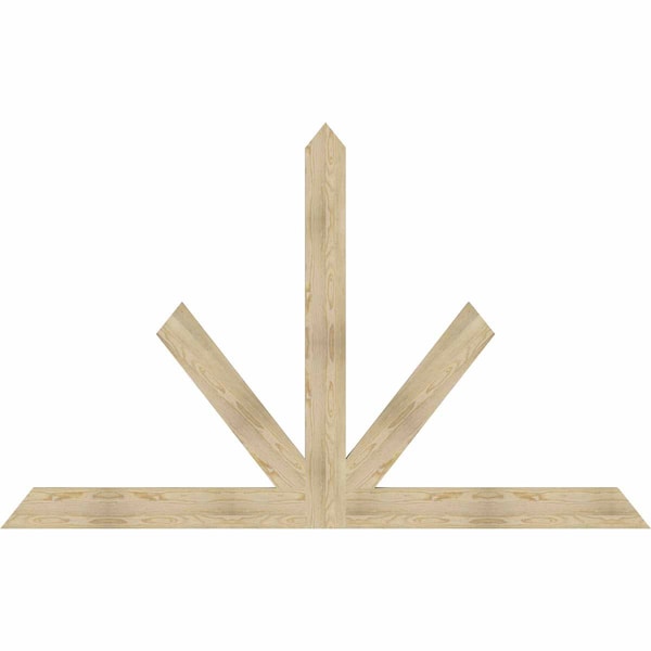 Ekena Millwork Saratoga Rough Sawn Timber Gable Bracket, Douglas Fir, 96"W x 60"H x 2"D x 6"F, 15/12 Pitch GBW096X60X0206SAR00RDF - main